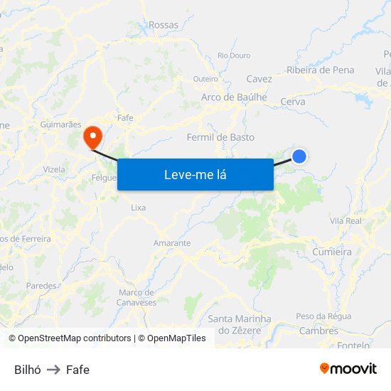 Bilhó to Fafe map
