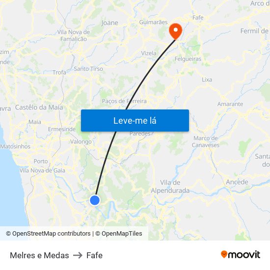 Melres e Medas to Fafe map