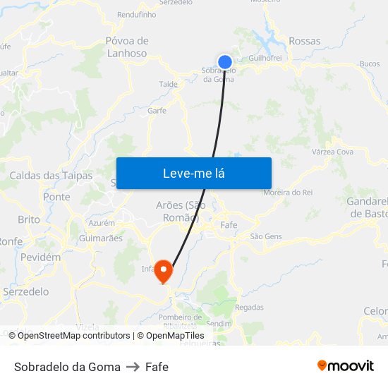 Sobradelo da Goma to Fafe map