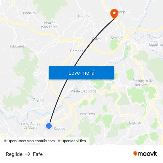 Regilde to Fafe map