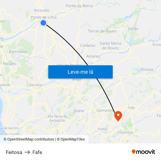 Feitosa to Fafe map