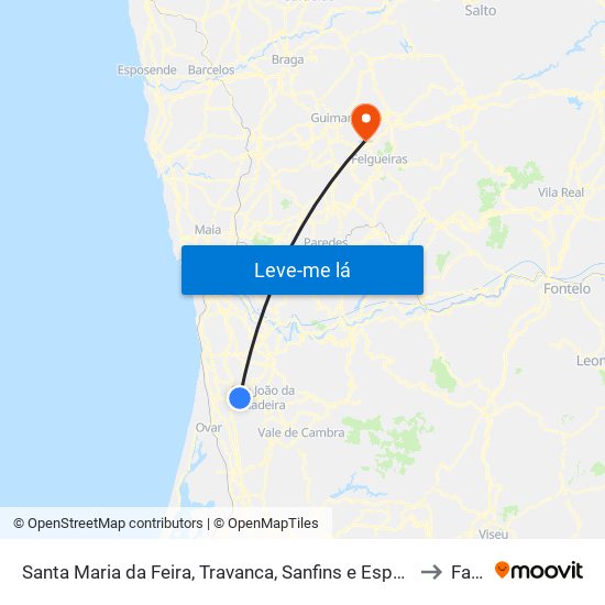 Santa Maria da Feira, Travanca, Sanfins e Espargo to Fafe map