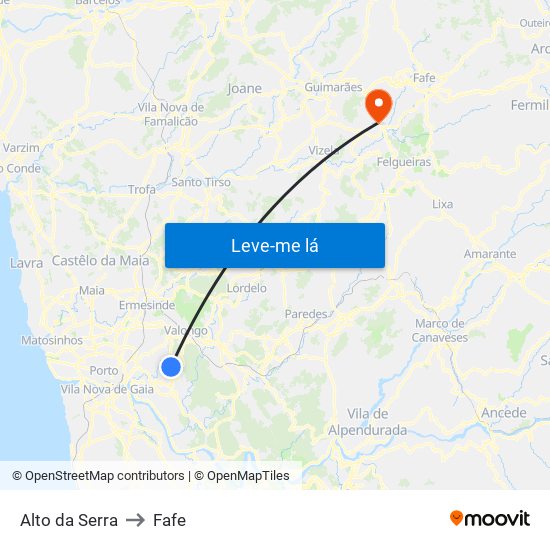 Alto da Serra to Fafe map
