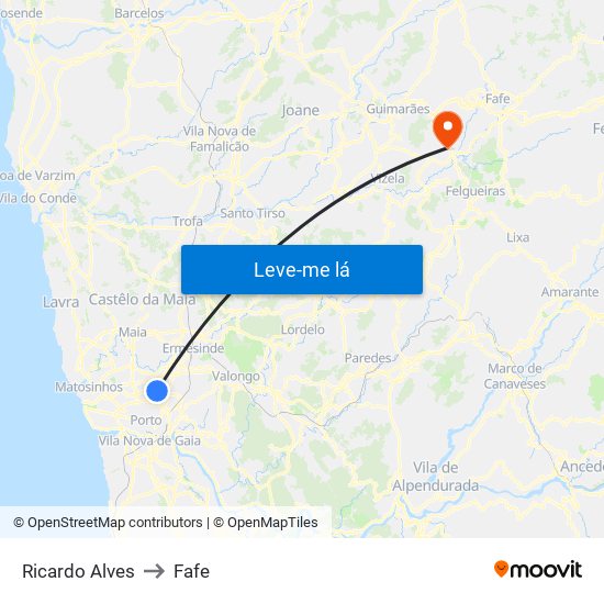 Ricardo Alves to Fafe map