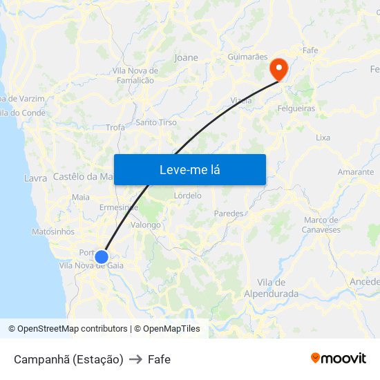 Campanhã (Estação) to Fafe map