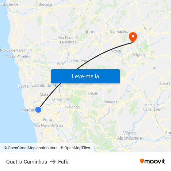 Quatro Caminhos to Fafe map