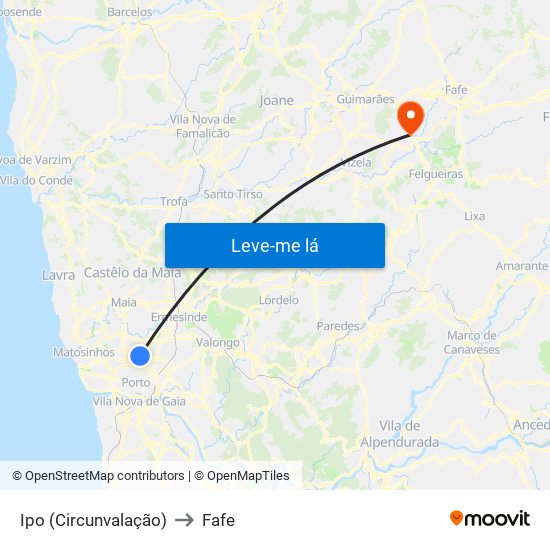 Ipo (Circunvalação) to Fafe map