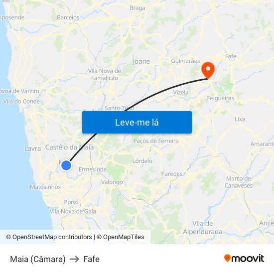 Maia (Câmara) to Fafe map