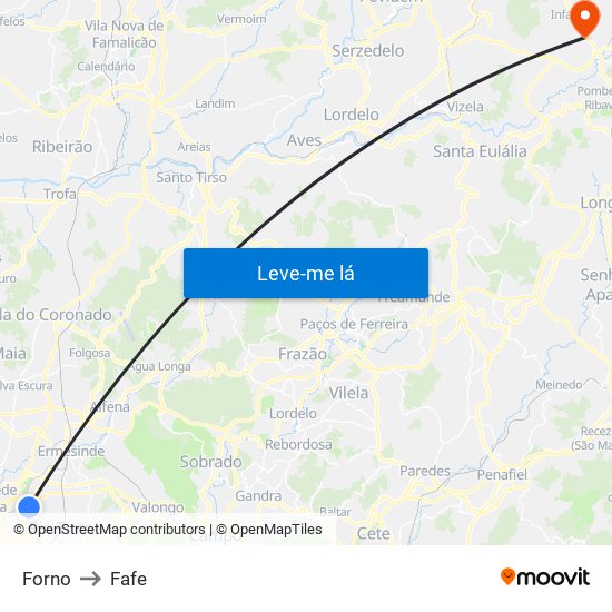 Forno to Fafe map