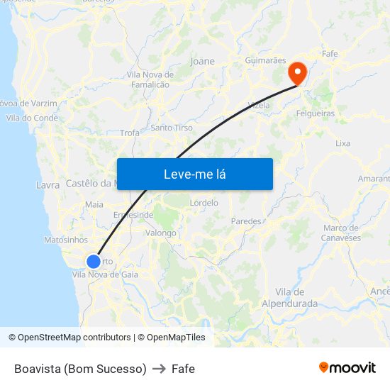 Boavista (Bom Sucesso) to Fafe map