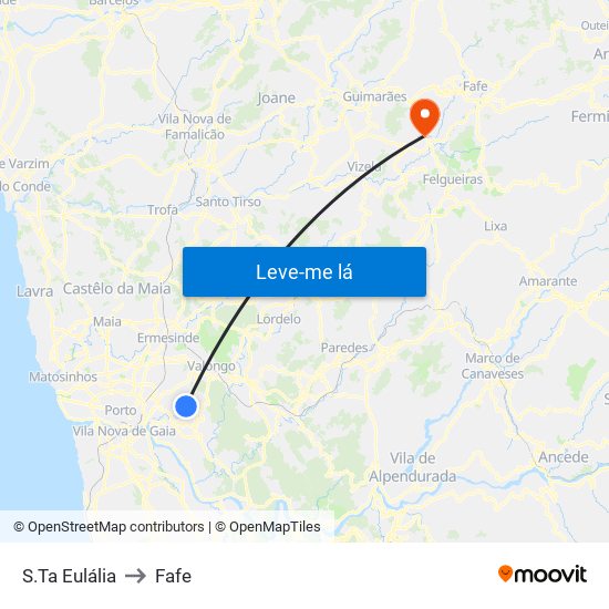 S.Ta Eulália to Fafe map