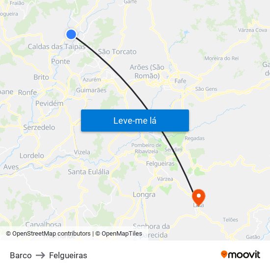Barco to Felgueiras map