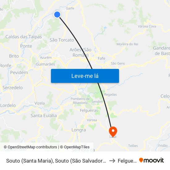 Souto (Santa Maria), Souto (São Salvador) e Gondomar to Felgueiras map