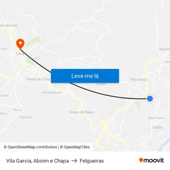 Vila Garcia, Aboim e Chapa to Felgueiras map