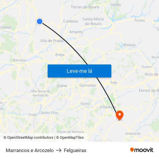 Marrancos e Arcozelo to Felgueiras map
