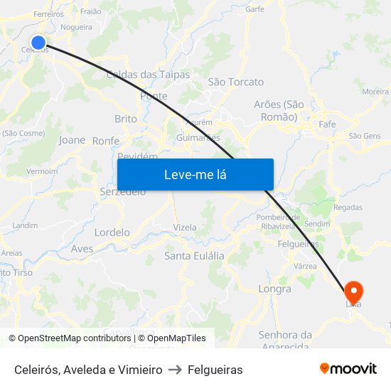 Celeirós, Aveleda e Vimieiro to Felgueiras map