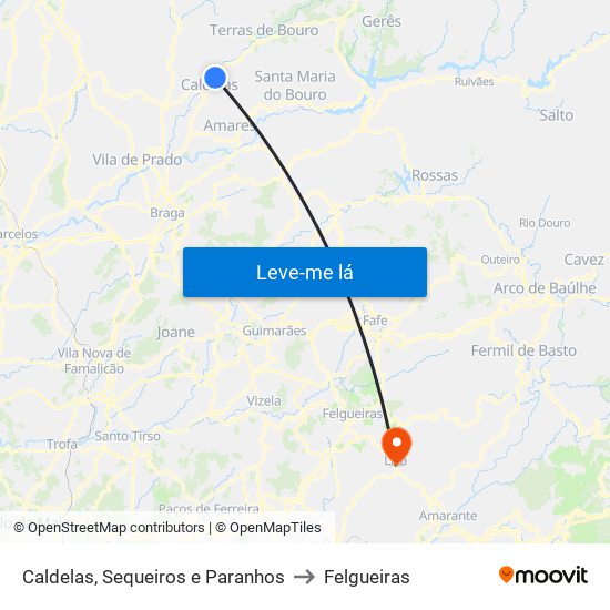 Caldelas, Sequeiros e Paranhos to Felgueiras map