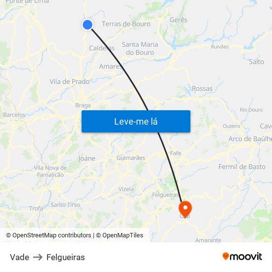 Vade to Felgueiras map