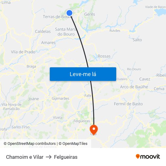 Chamoim e Vilar to Felgueiras map