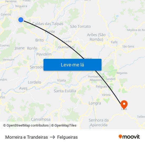 Morreira e Trandeiras to Felgueiras map