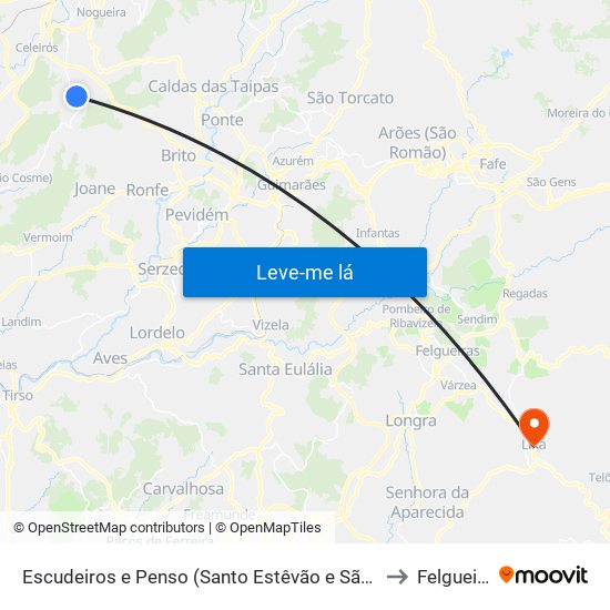 Escudeiros e Penso (Santo Estêvão e São Vicente) to Felgueiras map