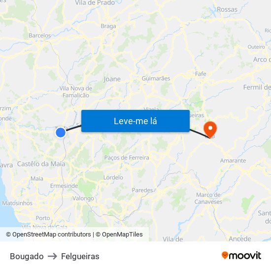 Bougado to Felgueiras map