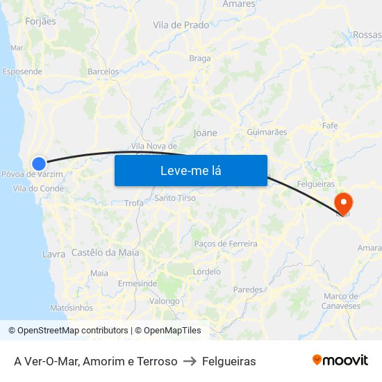 A Ver-O-Mar, Amorim e Terroso to Felgueiras map