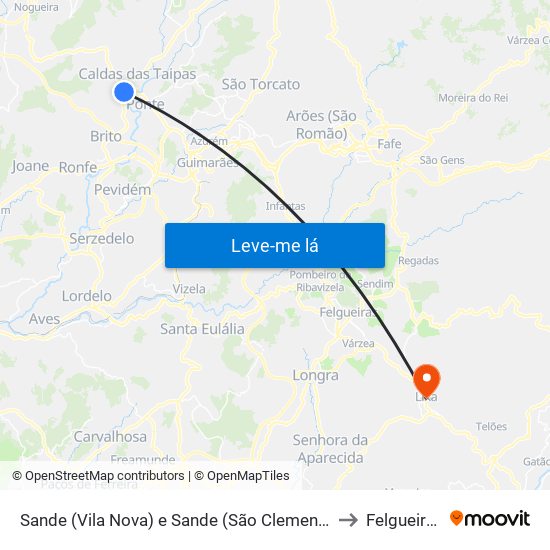 Sande (Vila Nova) e Sande (São Clemente) to Felgueiras map