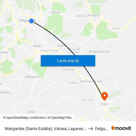 Margaride (Santa Eulália), Várzea, Lagares, Varziela e Moure to Felgueiras map