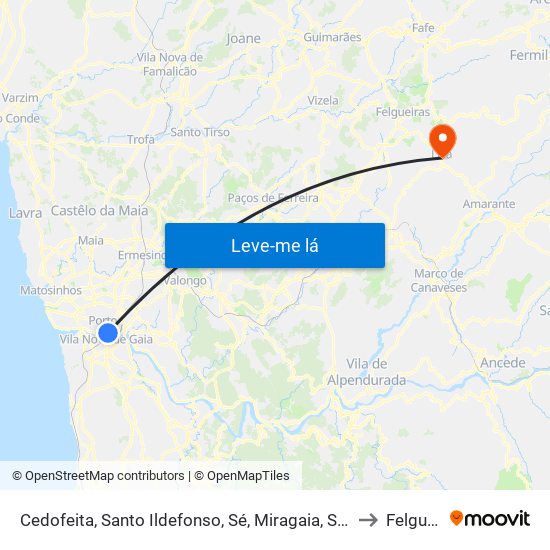 Cedofeita, Santo Ildefonso, Sé, Miragaia, São Nicolau e Vitória to Felgueiras map