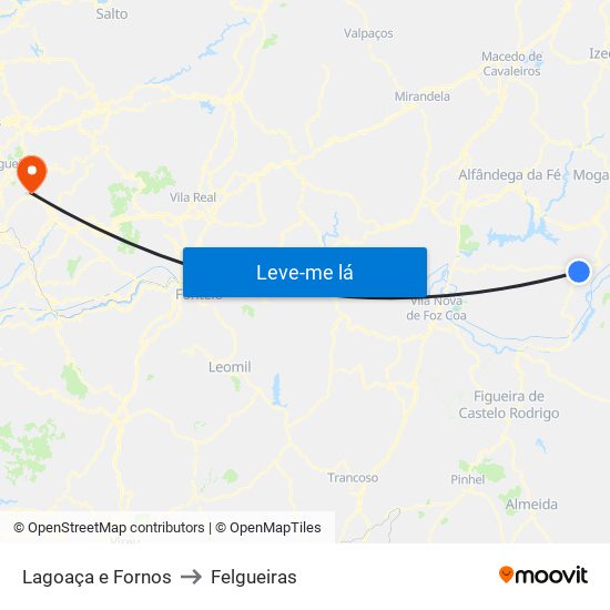 Lagoaça e Fornos to Felgueiras map