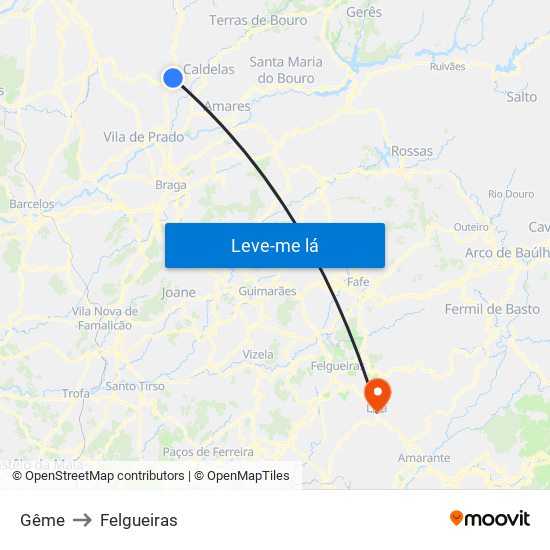 Gême to Felgueiras map