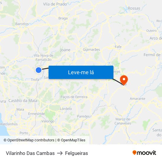 Vilarinho Das Cambas to Felgueiras map