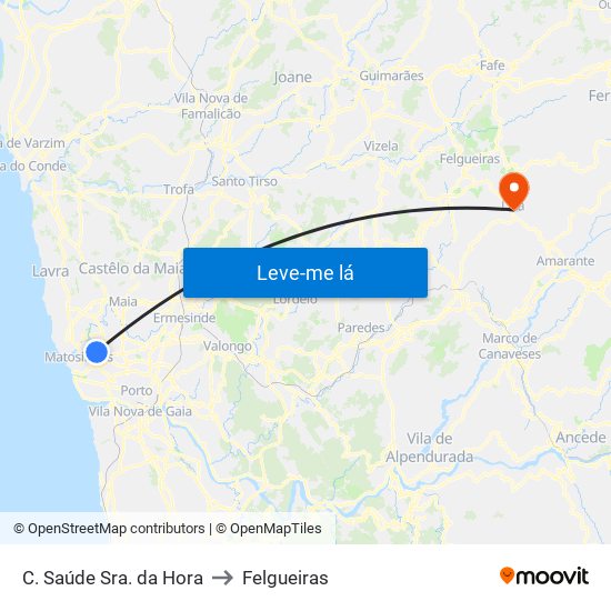 C. Saúde Sra. da Hora to Felgueiras map