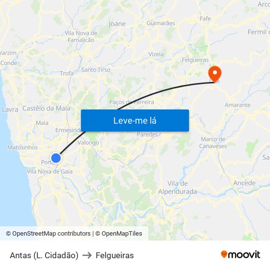 Antas (L. Cidadão) to Felgueiras map