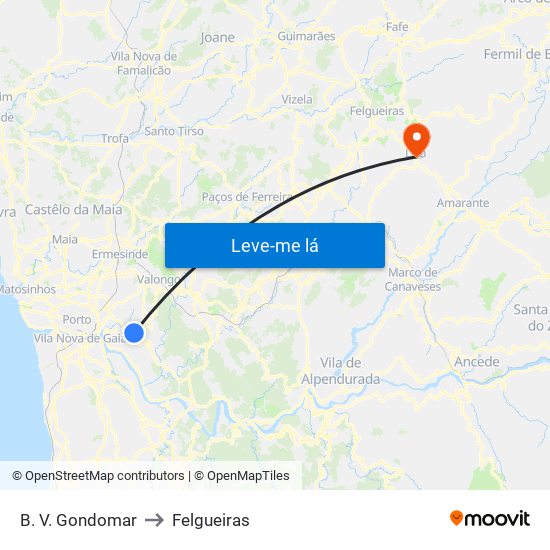 B. V. Gondomar to Felgueiras map