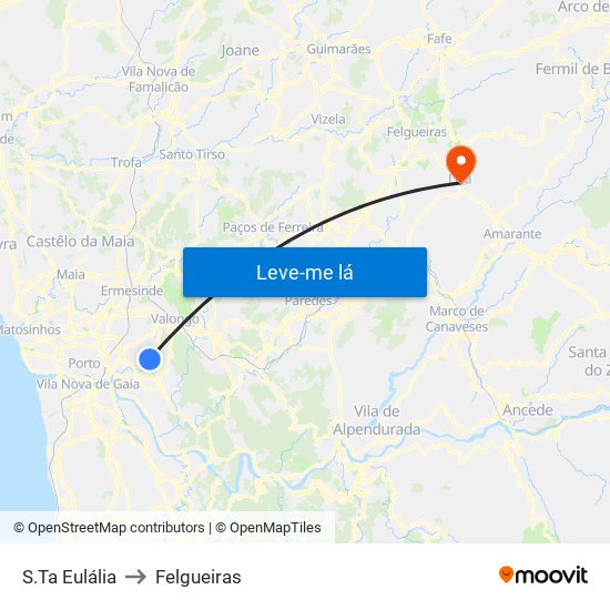 S.Ta Eulália to Felgueiras map