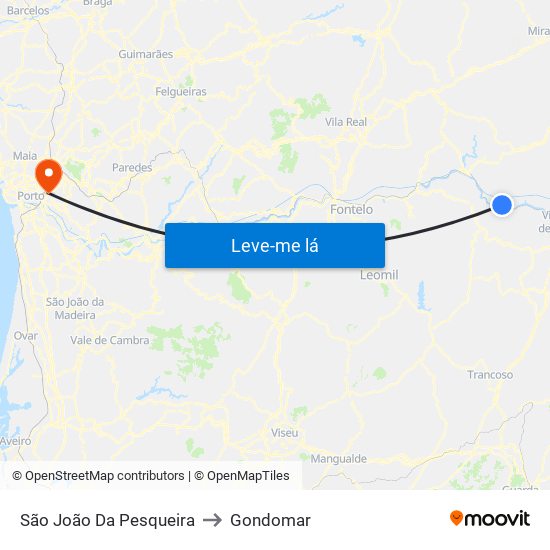 São João Da Pesqueira to Gondomar map