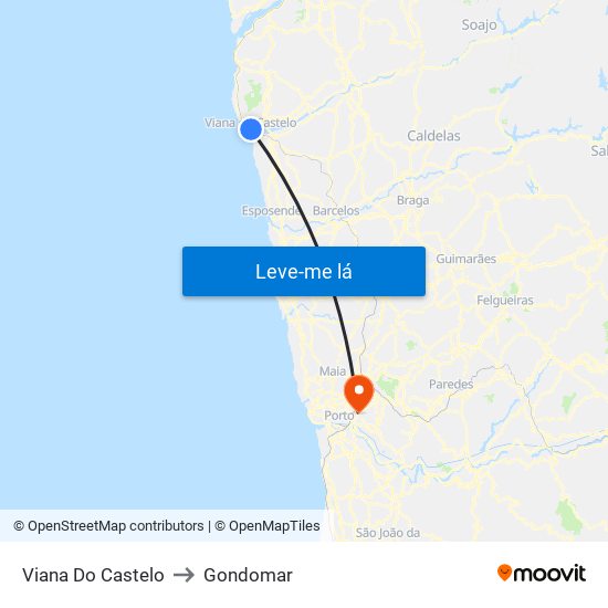 Viana Do Castelo to Gondomar map