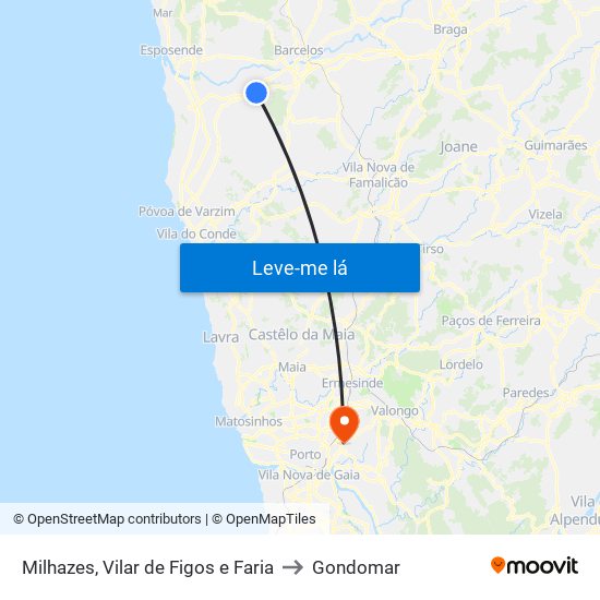 Milhazes, Vilar de Figos e Faria to Gondomar map