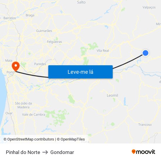 Pinhal do Norte to Gondomar map