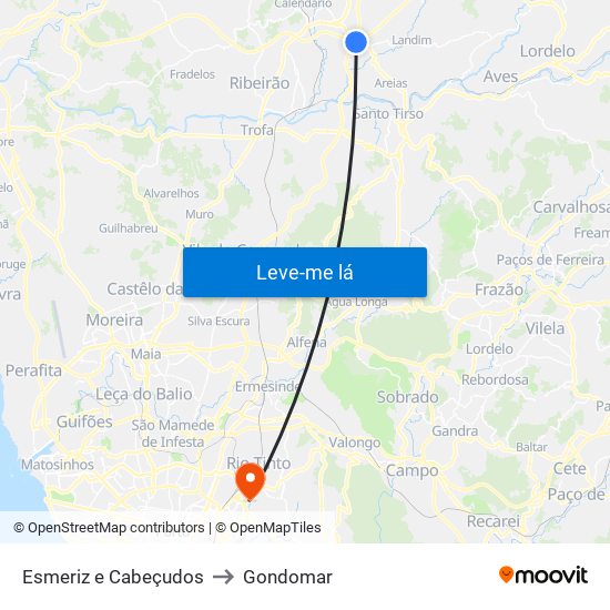 Esmeriz e Cabeçudos to Gondomar map