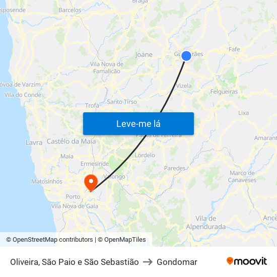 Oliveira, São Paio e São Sebastião to Gondomar map