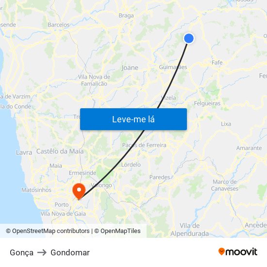 Gonça to Gondomar map