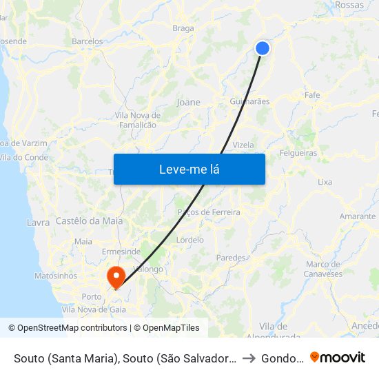 Souto (Santa Maria), Souto (São Salvador) e Gondomar to Gondomar map