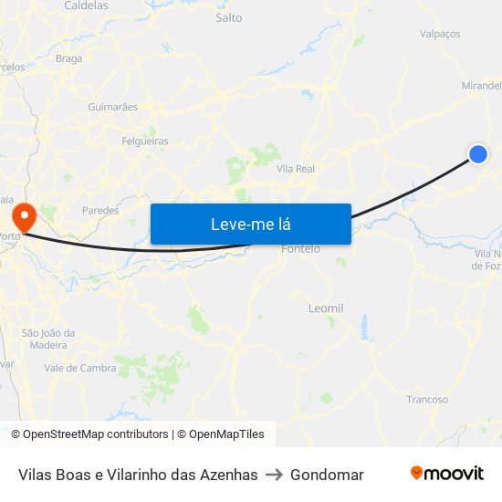 Vilas Boas e Vilarinho das Azenhas to Gondomar map