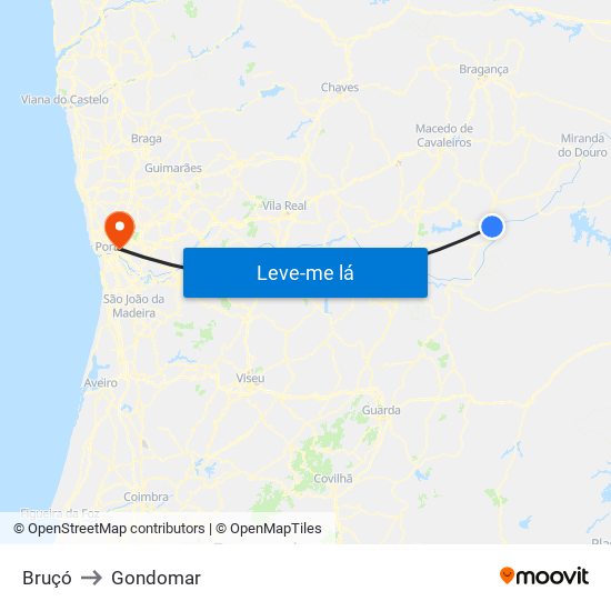 Bruçó to Gondomar map