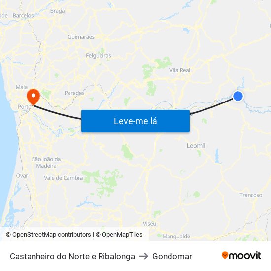 Castanheiro do Norte e Ribalonga to Gondomar map