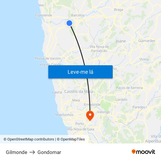 Gilmonde to Gondomar map