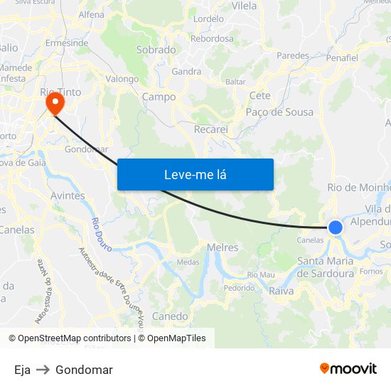 Eja to Gondomar map